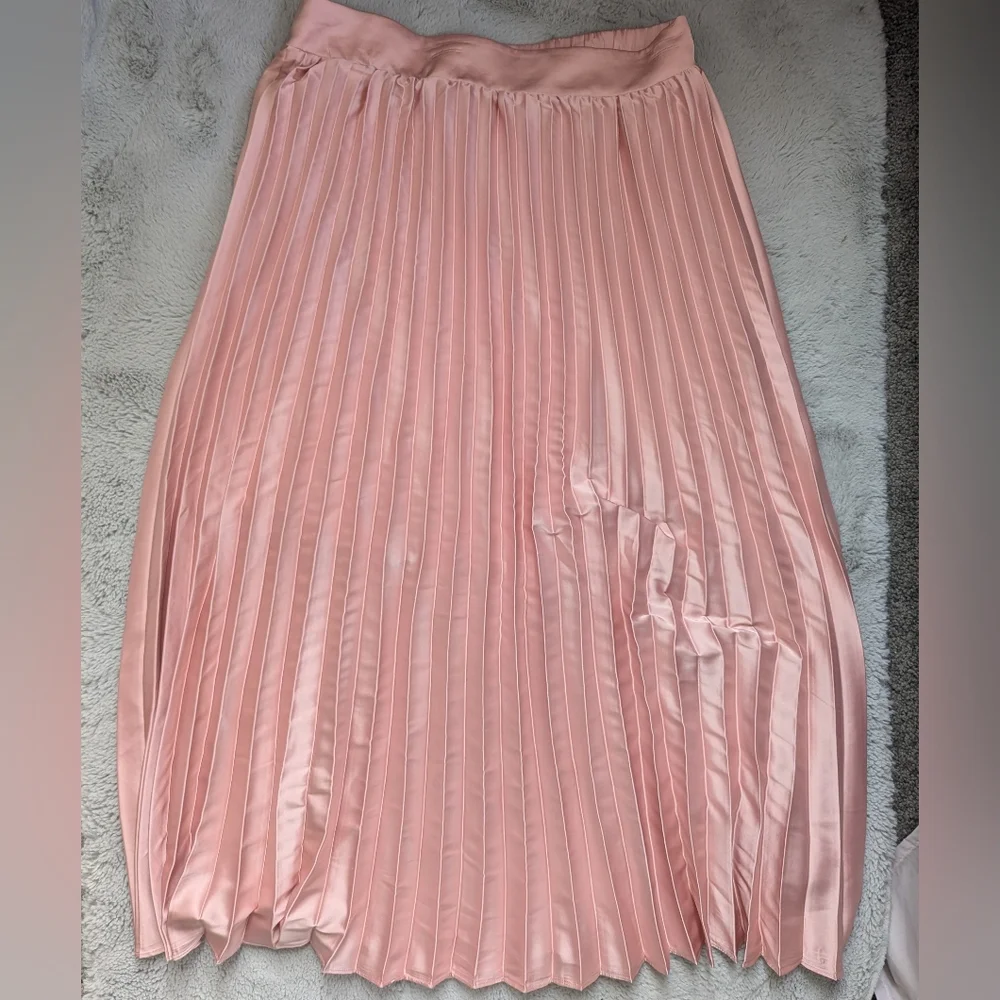Altar’d State Pink Pleated Skirt – Size L | Satin Look, Romantic Coquette - Picture 1 of 8